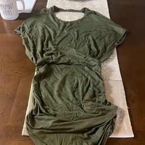 Baggy top with tight ruched bottom dress, back out